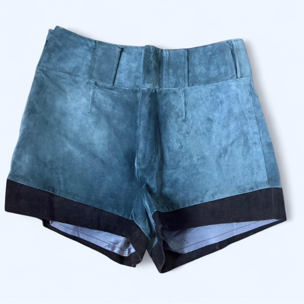 Unique Vintage Teal and Black High Waist Shorts